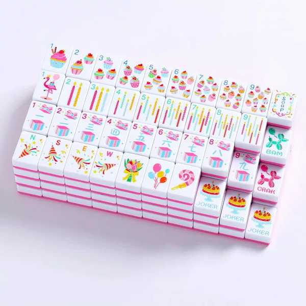 Rose pink American Mahjong, hand-crafted mini mahjong, double-layer melamine, color-blocked, European and American style