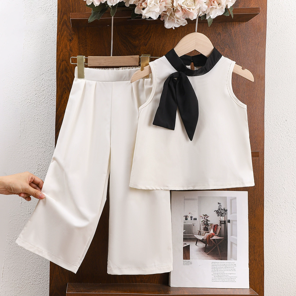 Summer multicoloured set, trousers sleevless, European style, wholesale, round collar, oversize