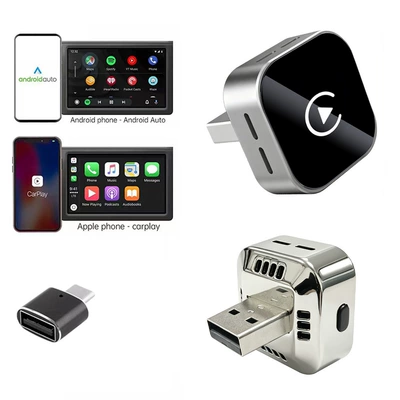 Simsiz CarPlay və Android Auto Button Wireless Carplay Adapter - k15-silver-carplay-icon-lens-adapter