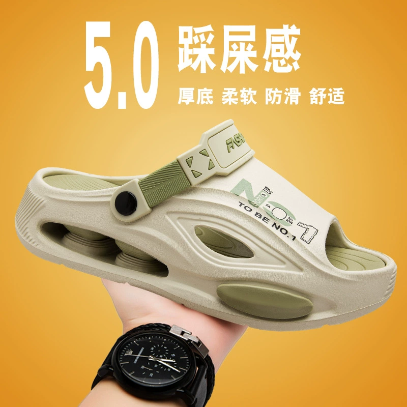 Мужские тапочки, новинка 2025 года, популярный стиль, верхняя одежда, нескользящая уличная обувь для вождения, пляжная обувь с мягкой подошвой, популярные сандалии большого размера Douyin