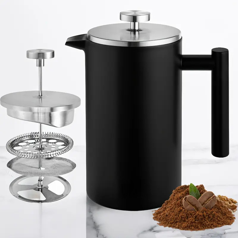 304 Stainless Steel Coffee Pot Double-Layer French Press Pot Hand-Brewed Coffee Pot French Press Coffee Maker