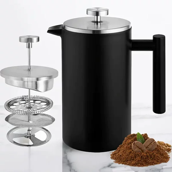 304 Stainless Steel Coffee Pot Double-Layer French Press Pot Hand-Brewed Coffee Pot French Press Coffee Maker