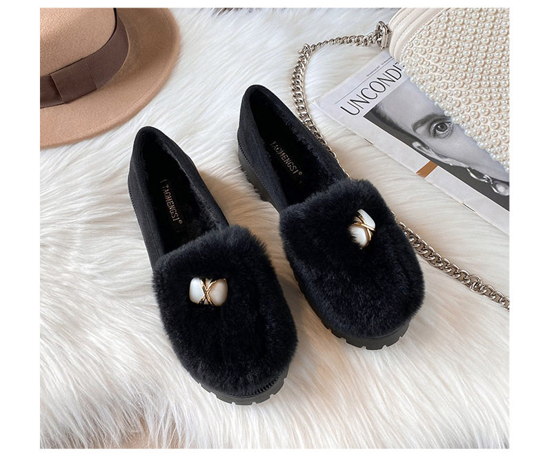 Giày búp bê nữ lót lông giữ ấm đế dày gót 3-5 cm — Màu xám, Màu đen chi tiết 25