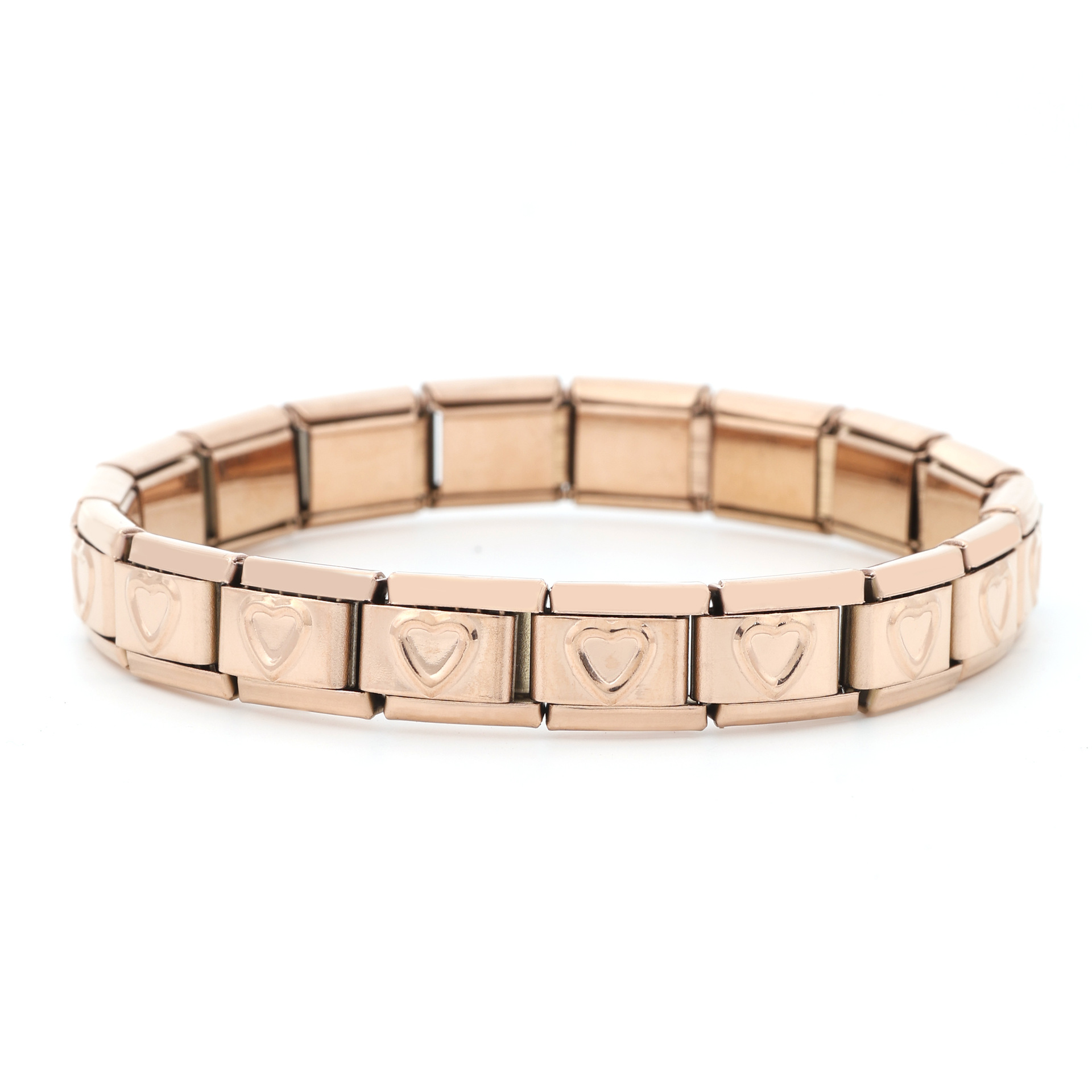 AliExpress Venta caliente DIY9mm módulo pulsera amor corazón doble melocotón corazón joya serie de costura de acero inoxidable pulsera de una sola pieza