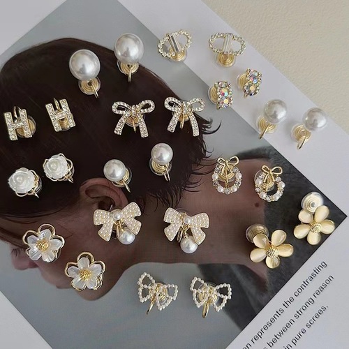 Pearl mosquito coil earring clip for women without ear piercing, high-end, painless, ear-friendly, stylish commuter earrings, wholesale