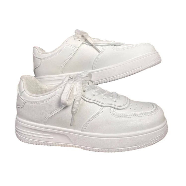 solid color low casual white sneakers for students