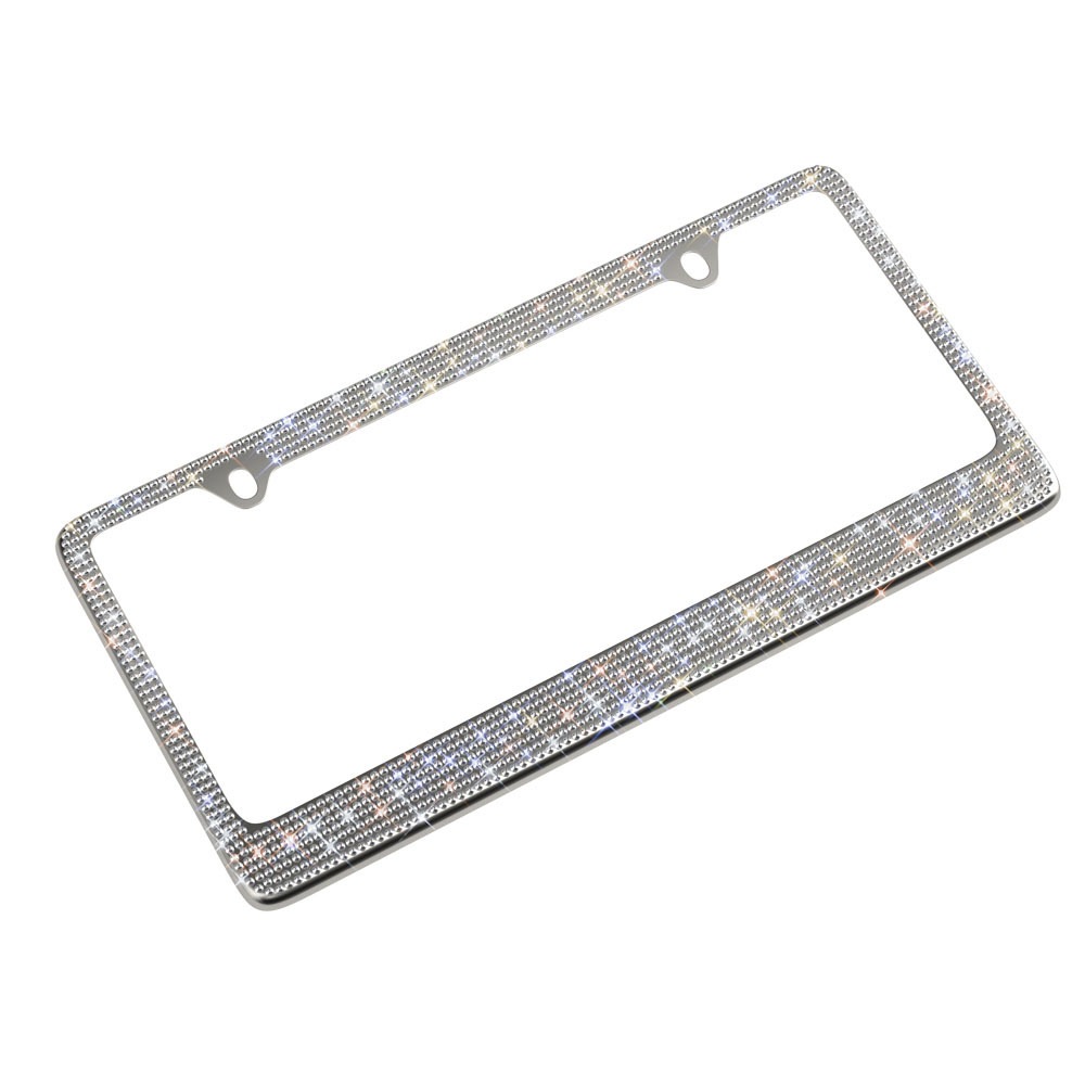 Frame Rhinestone License | Yà mǎ License plate holder/license plate holder - xc-w087-steel-white-diamond