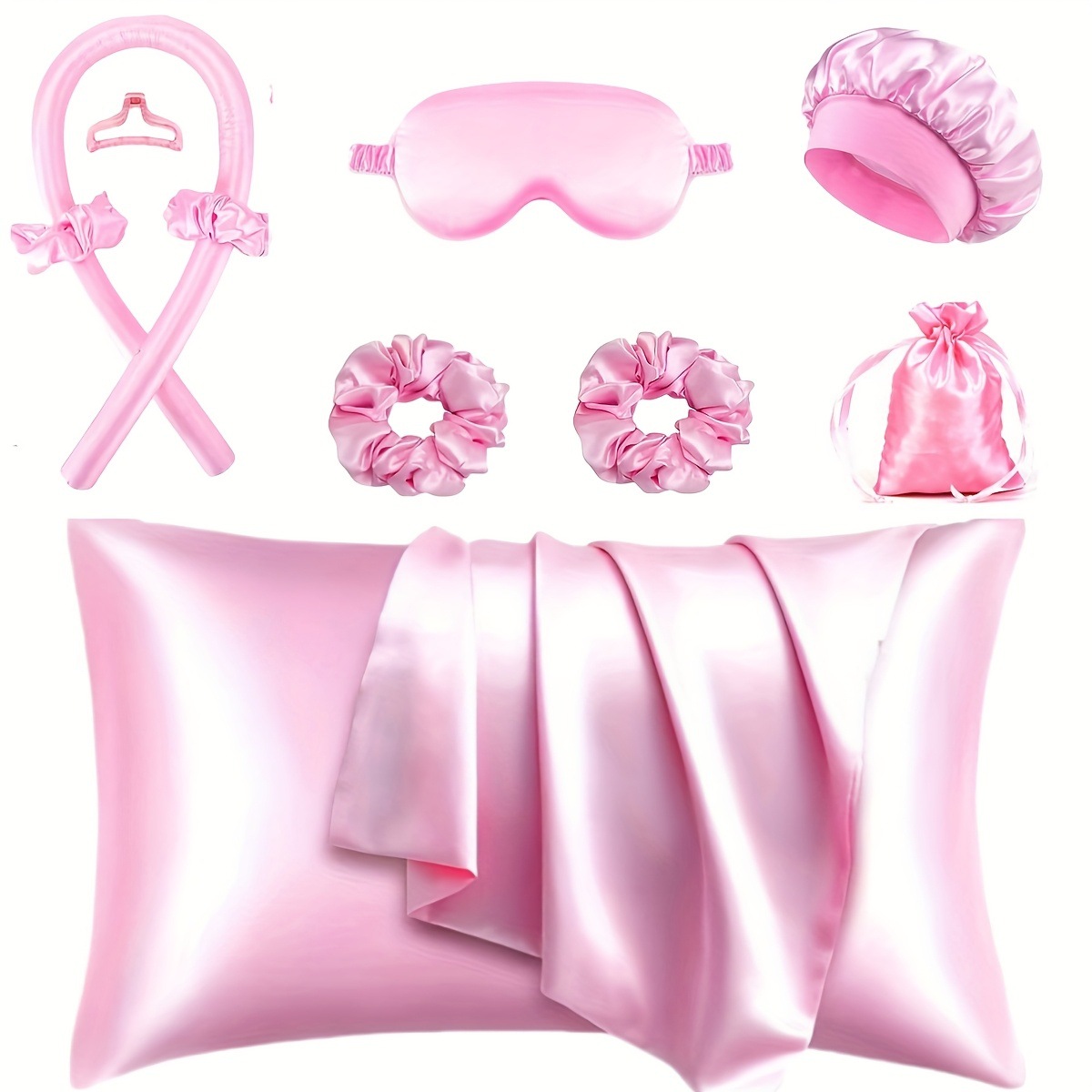 Comercio exterior transfronterizo sin rizador de calor, traje de venta caliente de Amazon, gorras para los ojos, gorros de ducha, sin calor, sin daño, almohada con cremallera individual