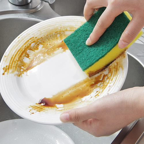 Kitchen cleaning sponge pot scouring tool wholesale dishwashing scouring pad high density decontamination good double-sided sponge wiping block