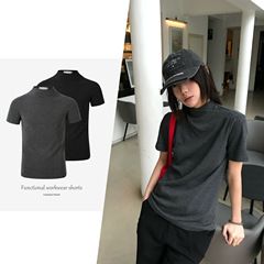 【CSMY】slight vogue丨クロスワンピースカラー右肩ポリフォニーニットスリムTシャツ