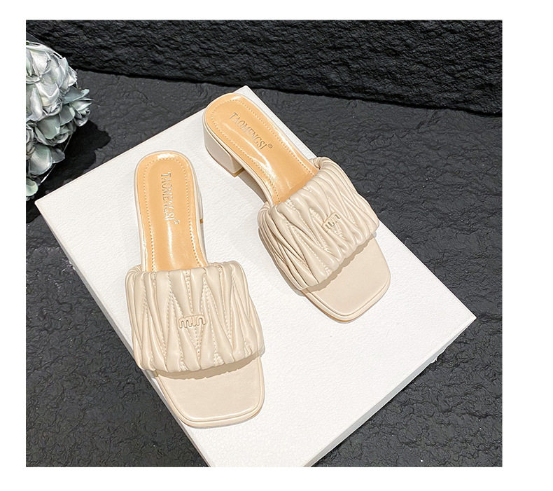 Dép sandal nữ mũi vuông gót nêm siêu mềm kiểu xếp ly, đế cao 3 cm — Màu hồng, Màu mơ, Màu xanh lam chi tiết 31