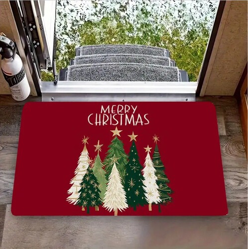 Hot-selling Santa Claus floor mats, absorbent and non-slip crystal velvet floor mats, doormats
