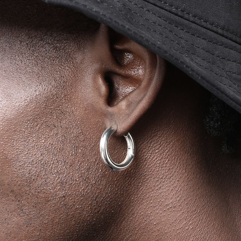 All-match 2022 new S925 plain ring big ear ring men's hip-hop women's smooth all-match earrings
