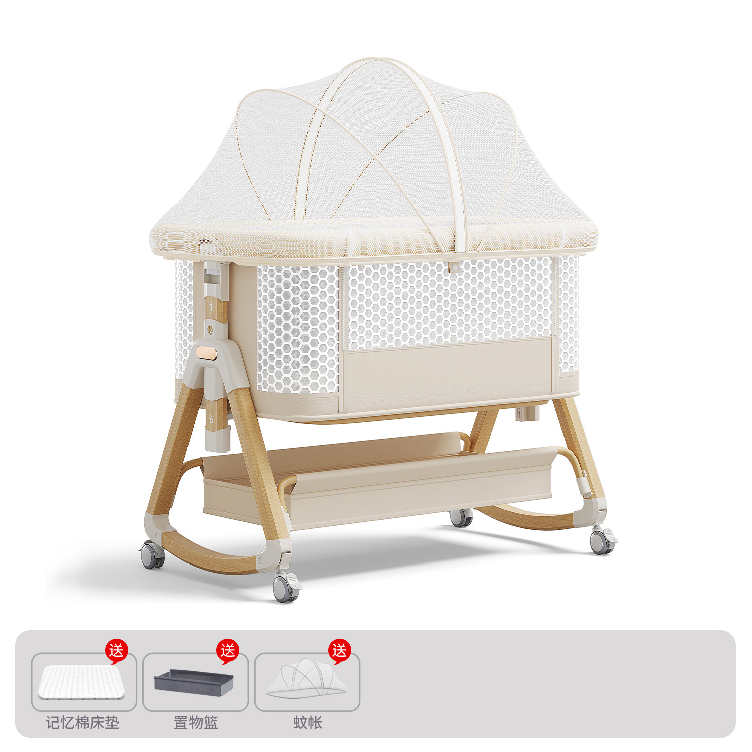 Cama para bebés, campana móvil, cuna, cama plegable portátil multifuncional, cama BB para recién nacidos, cama de empalme grande