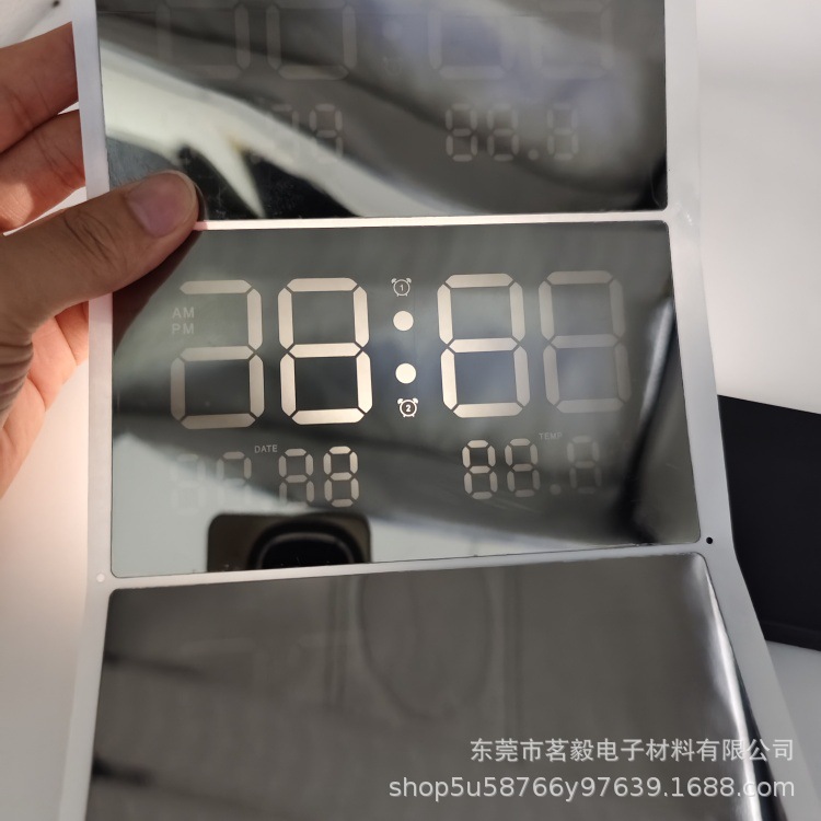 电镀反光镜面板 PC亚克数显88镜片 镜面银防刮花 字体隐藏透光好
