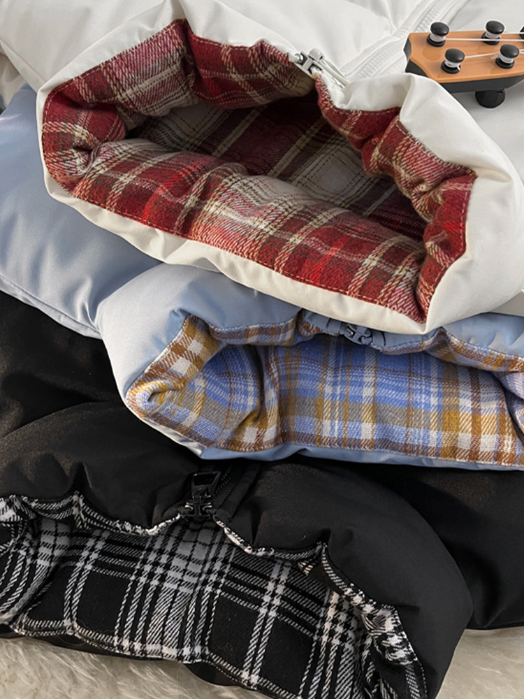 Plaid Patchwork Down Cotton Men’s Casual Thickened Warm Vest_voghion.com