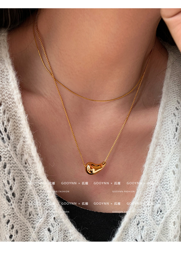 Stylish Water Drop Pendant Necklace, Elegant Gold Plated Jewellery_voghion.com