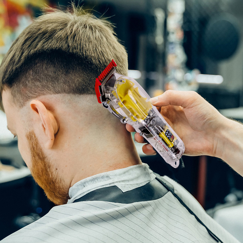Cross-border eléctrico peluquería Clipper hombres hogar máquina de afeitar eléctrica Clipper cuerpo transparente Clipper barba cuchillo traje