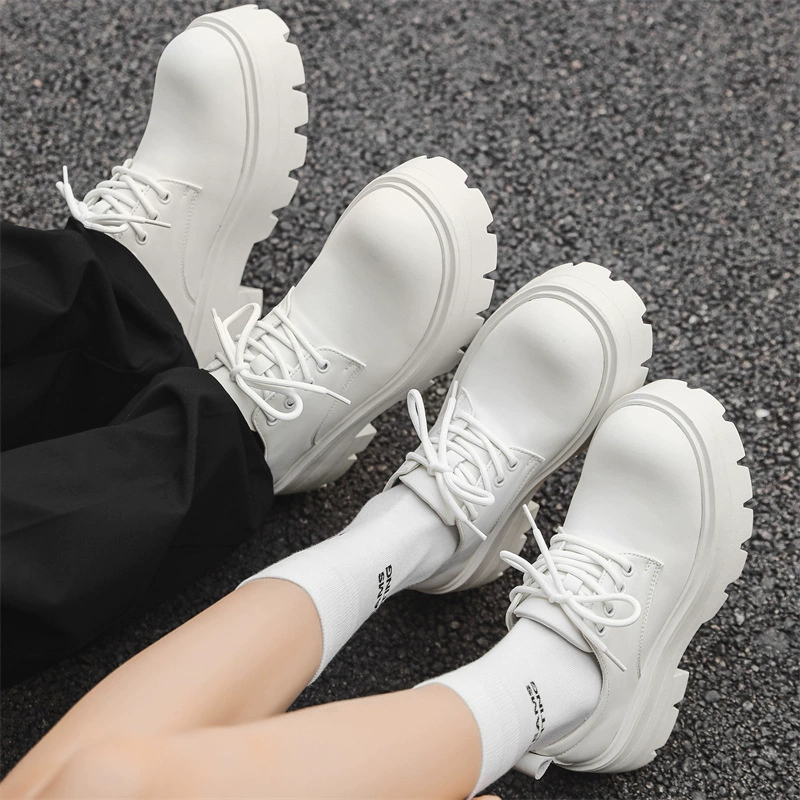 Большая голова кожаные туфли для пар летом дышащая толстая подошва, высокая одежда, нишевый низкий банда, большие желтые сапоги, дерби, туфли 5761-W