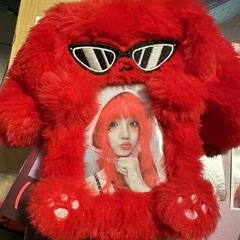宋裕琦赤ウサギぬいぐるみカードホルダー韓国インキャンパス食事カード Guka アイドルカード写真表示ペンダント