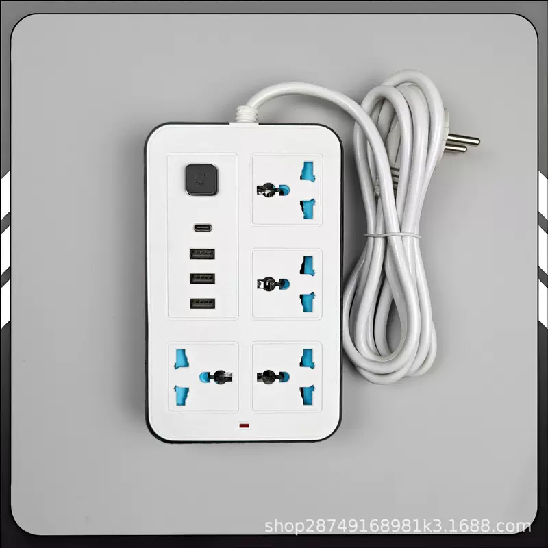 Сетевой фильтр для Африки, универсальные гнёзда, USB+TYPE-C, защита от перегрузки, многофункциональная розетка с кабелем и лампой