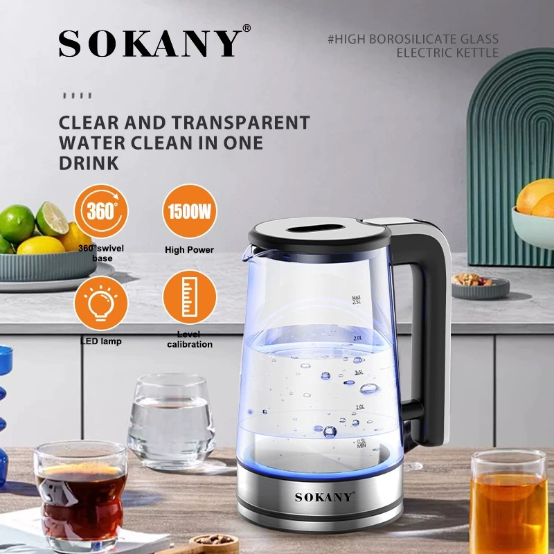 크로스 국경 SOKANY09077 주전자 가정용 2.5L 주전자 투명 유리 주전자 주전자 주전자