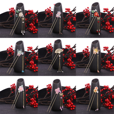 Antiquity Hairpin Flaxen Hair tassels Insert comb Simplicity Versatile atmosphere Headdress Hairpin Hanfu Headdress Step shake With accessories