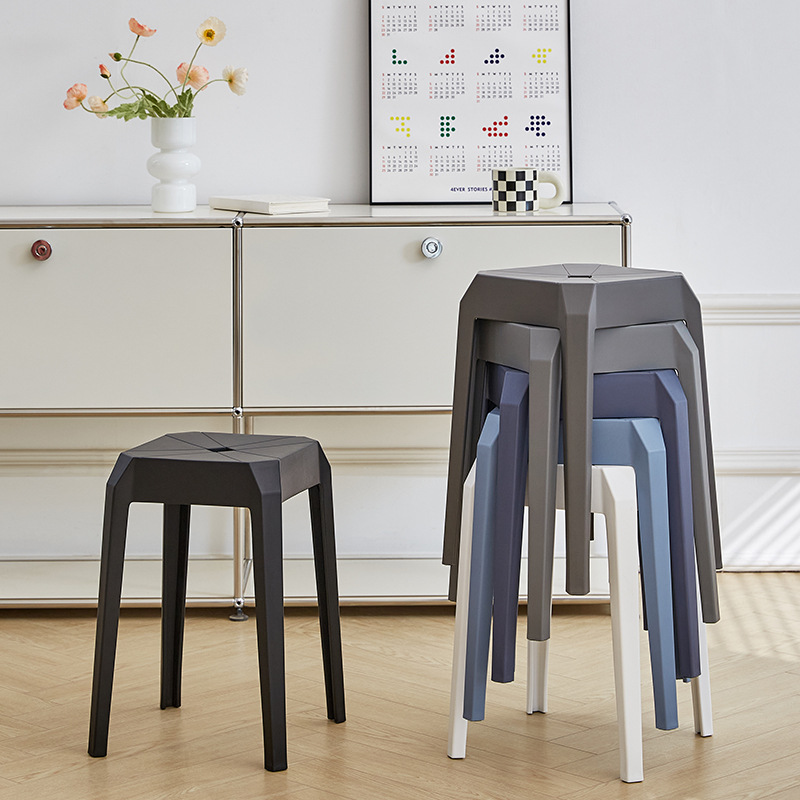 북유럽 간단한 플라스틱 의자 두꺼운 성인 가정용 식탁 높은 의자 현대 패션 창조적 인 사각 의자 의자
