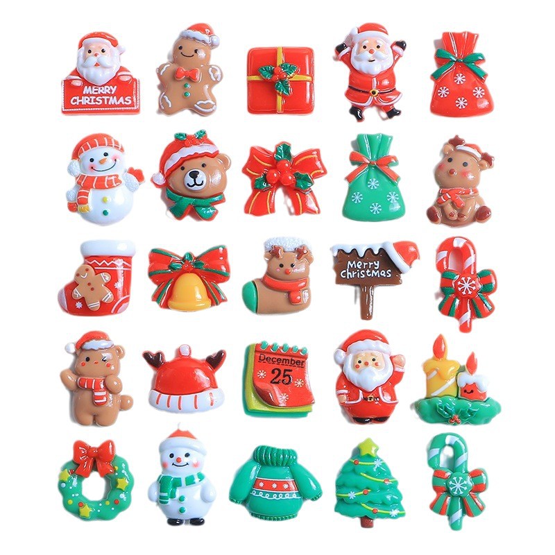 Santa Claus dibujos animados DIY crema pegamento resina accesorios epoxi teléfono caso tocado horquilla hebilla del zapato material de la joyería image 6