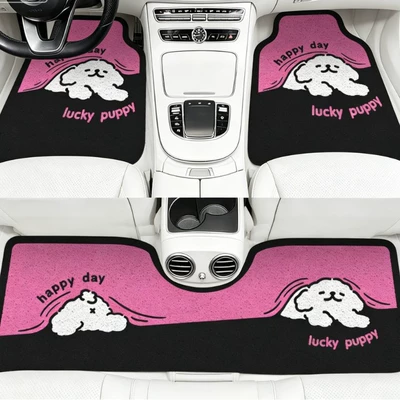 Cartoon Car Floor Mats, Cute and Dirt-Resistant, Cuttable and Stain-Resistant Wire Loop Car Mats
