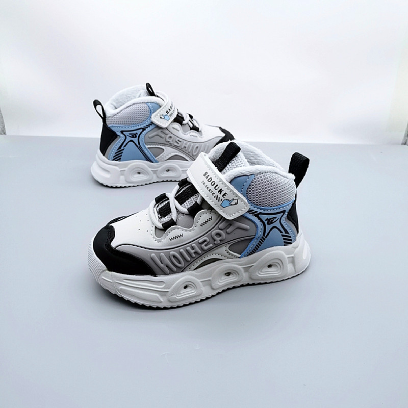 Nuevos zapatos de cuero de algodón con lámpara para niños, zapatos para padres, zapatos deportivos para niños, zapatos de skate de invierno para niños 2025