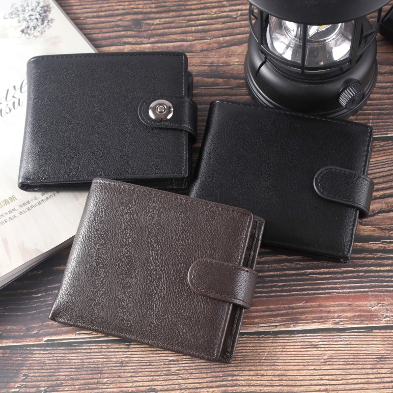 Short Wallet Men PU Business Casual 2023 Large Capacity Card Holder with Bill Pockets Multifunctional Factory Supply