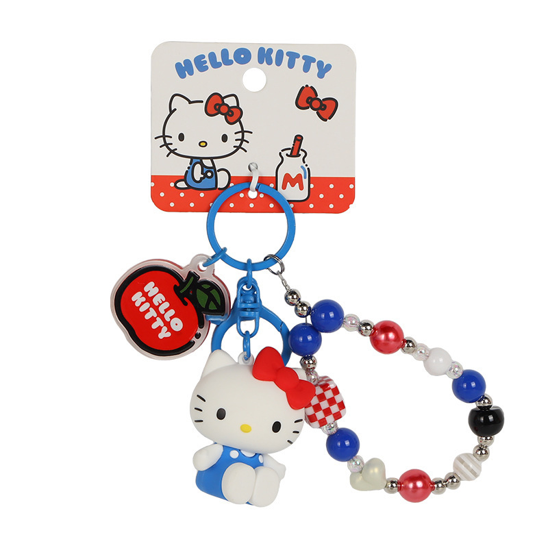 本物のサンリオハローキティビーズチェーンスクールバッグペンダント kt 猫クリエイティブ人形人形キーホルダーチェーン|undefined