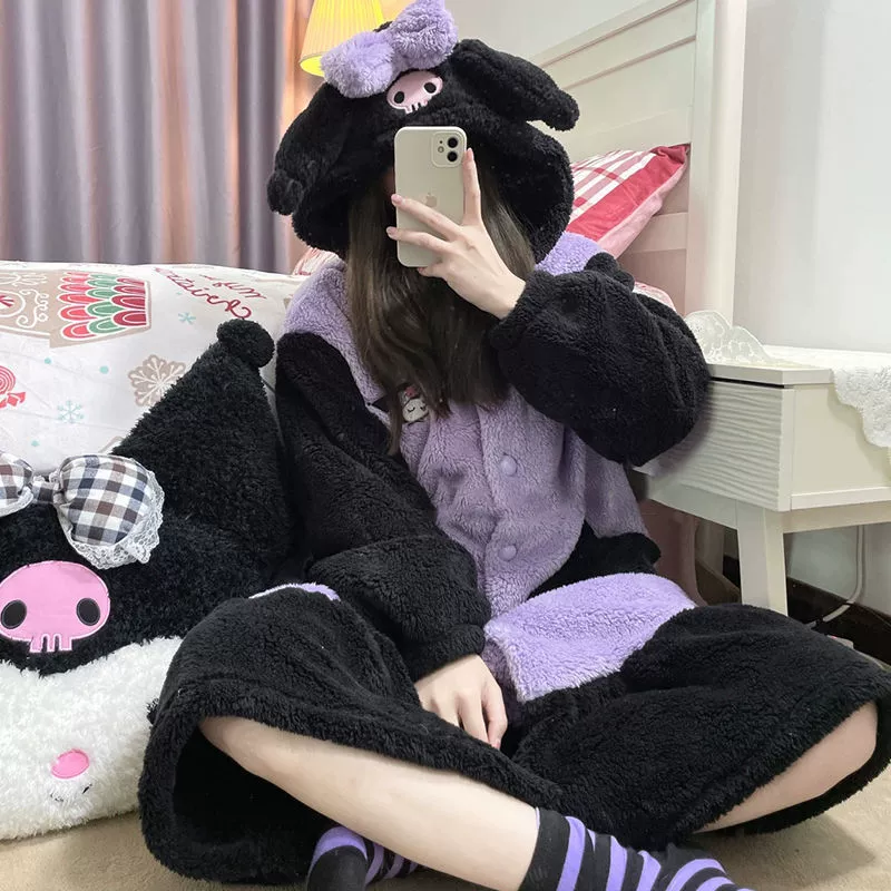 Худи из кораллового бархата, пижамное платье в стиле Kuyumi, демисезон, тёплый