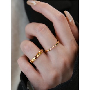 ˼�� 2025���p��С��΢育�ɫ�ʯˮ����ָŮָ�h�18K�𲻵�ɫ