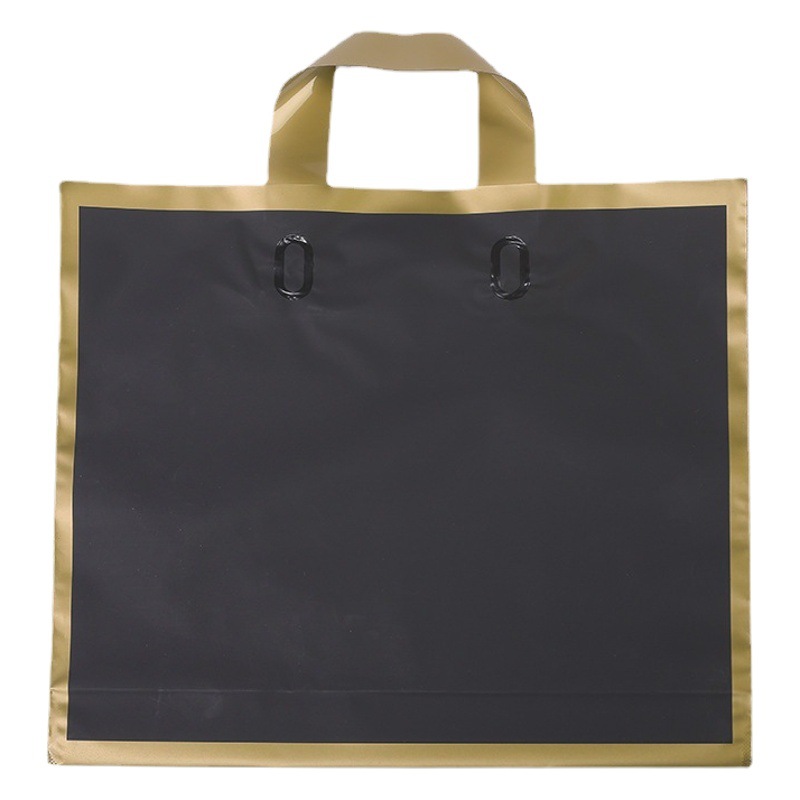 En stock bolsa de tienda de ropa borde dorado Bolso de Plástico esmerilado bolsa de regalo zapatos de gama alta y tienda de ropa bolsa de compras bolso de mano