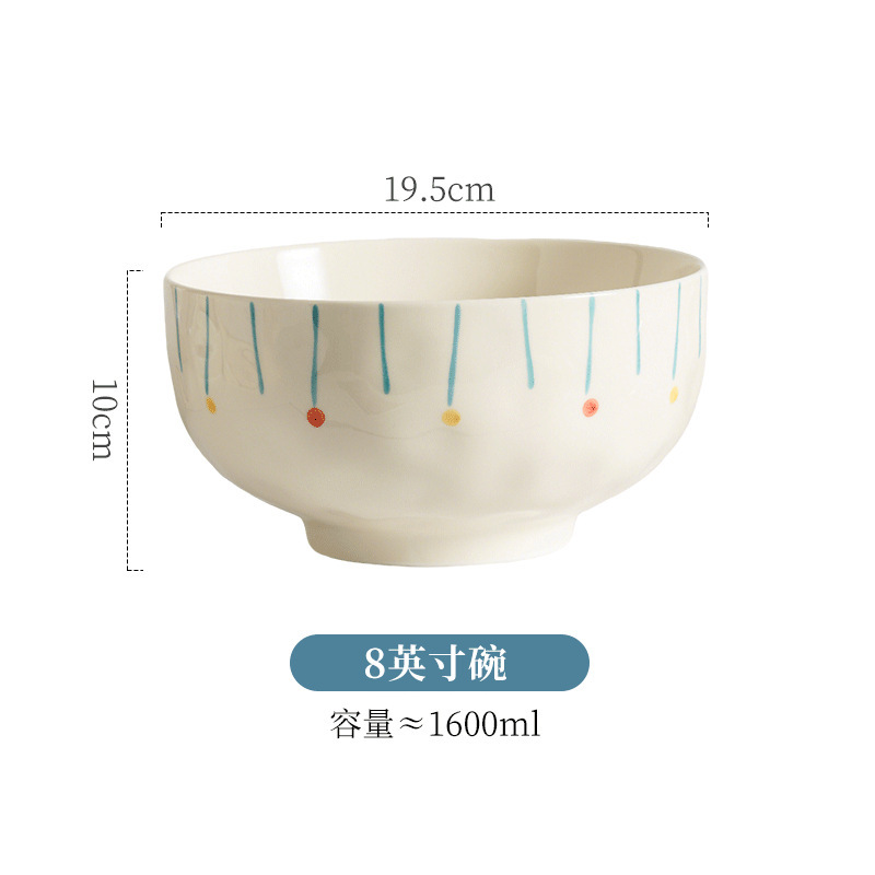 特别好看的奶油简约釉下彩米饭碗家用新款陶瓷餐具高颜值碗盘套装|undefined