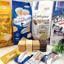 408g俄罗斯威化饼干阿孔特牌菲利莫小农庄冰淇淋酸奶威化 8包一件