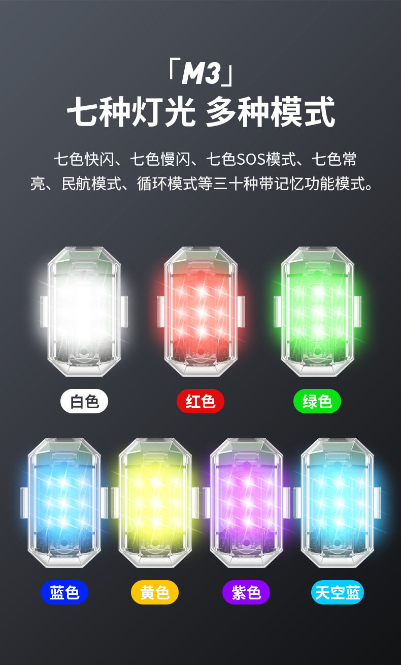 Flashing Lights, Aircraft Lights, Remote-Controlled Outdoor Lighting, Long-Lasting Waterproof Motorcycle and Car Anti-Collision Lights, Pilot Lights