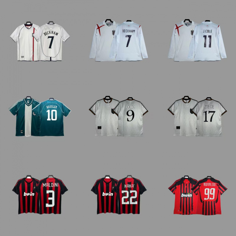 Retro football jersey, England, Germany, Thailand version, match training uniform, short-sleeved sportswear
