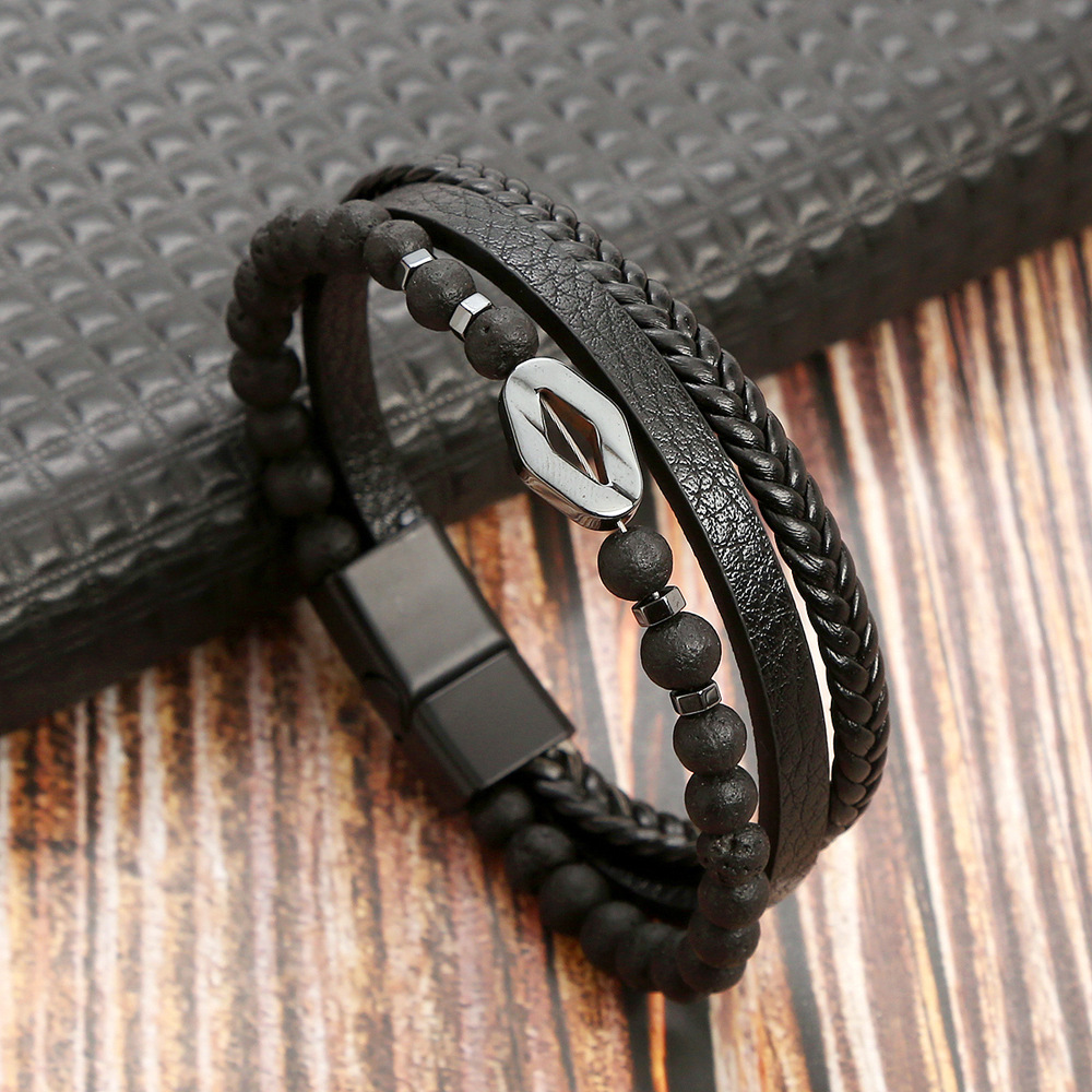 Herrenarmband Aus Leder Und Tigerauge Mit Magnetverschluss_voghion.com