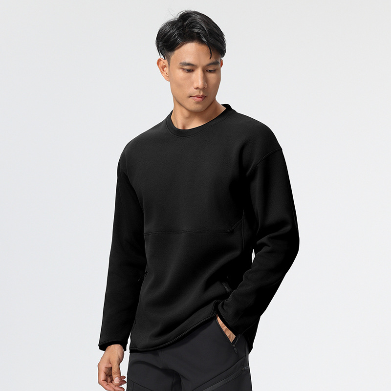 Niaojia, camiseta de manga larga con cuello redondo para hombre y mujer, ropa de abrigo informal y versátil, sudadera ajustada de color sólido para hombre, para otoño e invierno