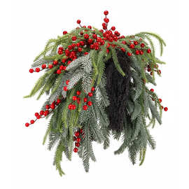 亚马逊爆款圣诞邮箱装饰仿真花摆设圣诞节插花束红果子摆件工厂