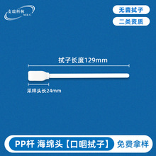 厂家直供海绵咽拭子一次性pp杆129mm可折断柔软舒适口腔采样拭子