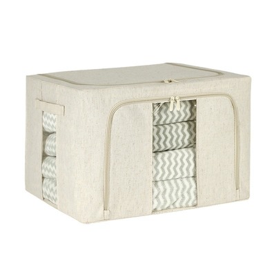 天山棉麻收纳箱装衣服喷塑钢架衣柜折叠收纳盒衣物整理箱加厚防水