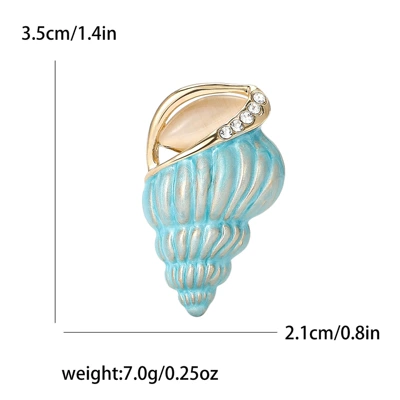 Cross-border New Creative Alloy Enamel Conch Brooch Exquisite Fashion Women's Suit Cardigan Corsage Jewelry Pin (Yaxa sancaqları) - blue-0838-bl