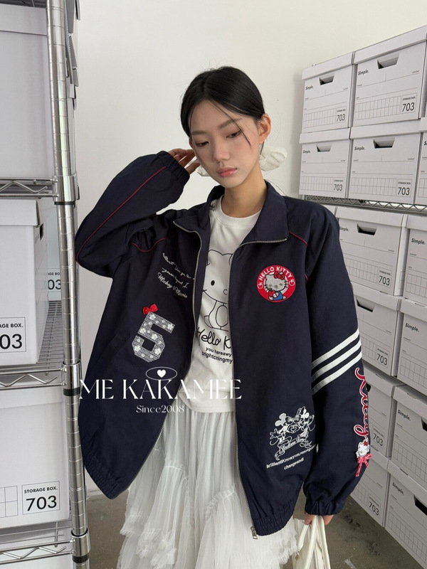 ME KAKAMEE十三行秋潮流重工刺绣卡通MQ宽松夹克外套风衣女 8888|undefined
