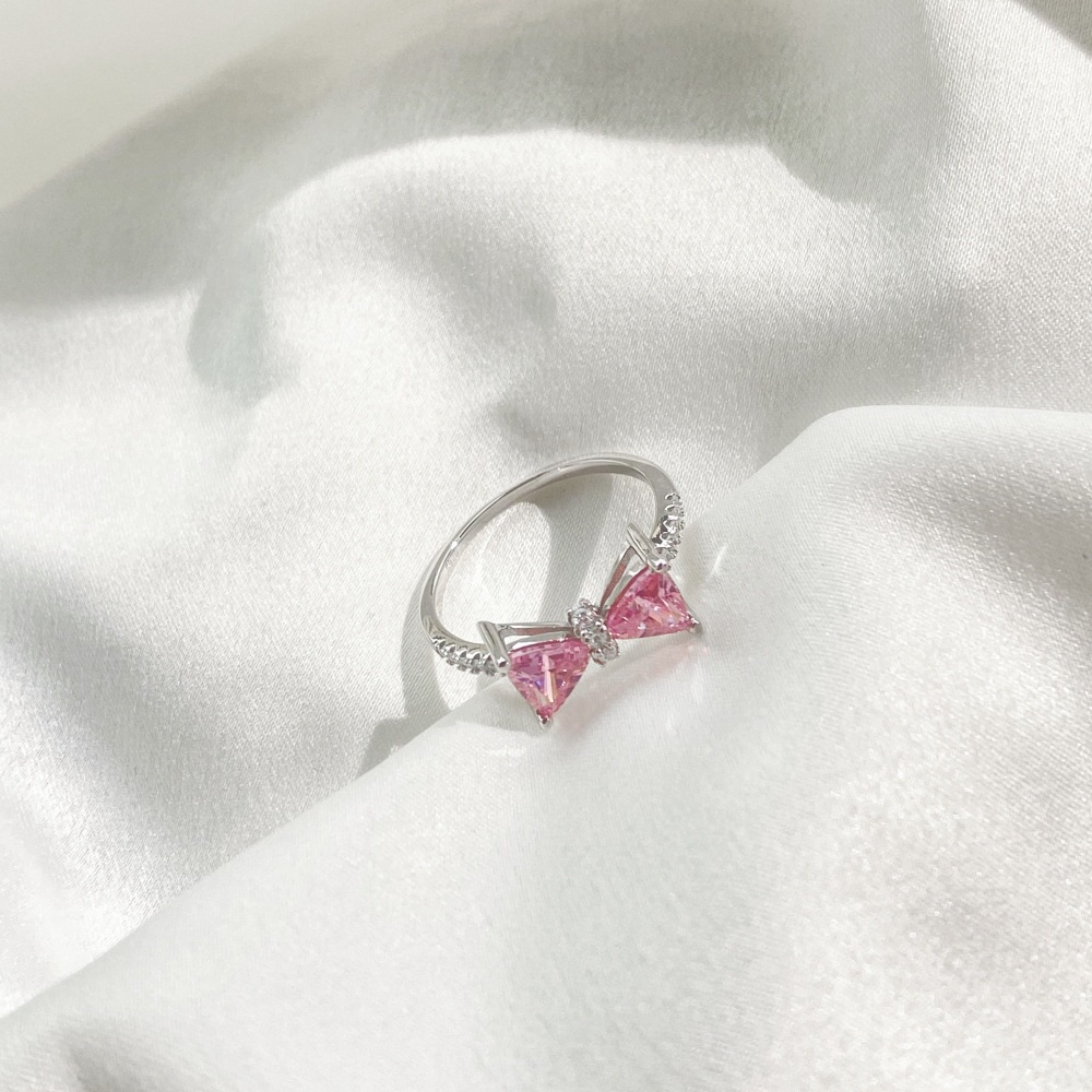 3g Weight Zircon Inlay Material Rings Classification 1 Piece Quantity Daily, Date Occasion 925 Sterling Silver Material Water Droplets, Heart Shape, Bow Knot Pattern Women's Gender Plating Design Elegant, Sweet Style 925 Sterling Silver Zircon Water Droplets Heart Shape Bow Knot Rings 925 Sterling Silver Rings 9