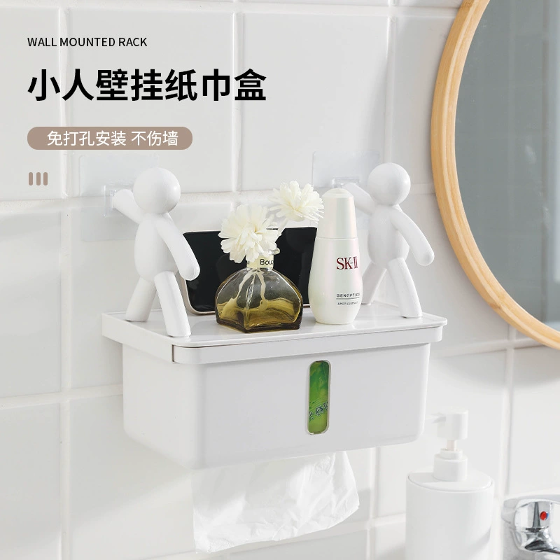 Многофункциональная маленькая настенная вешалка «Два в одном» для кухни и ванной комнаты, бытовая стойка для хранения всякой всячины, бумажная коробка