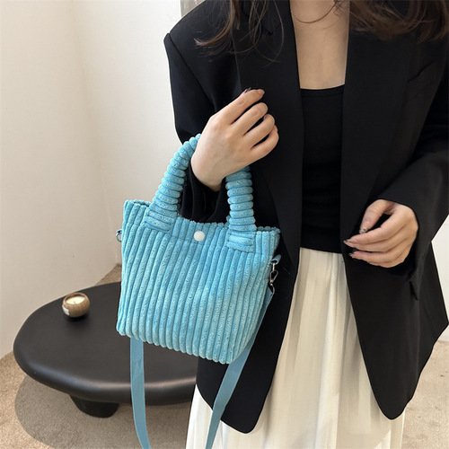 Miniature Corduroy Bucket Bag 2025 New Autumn/Winter Plush Single Shoulder Crossbody Small Handbag Tote Bag
